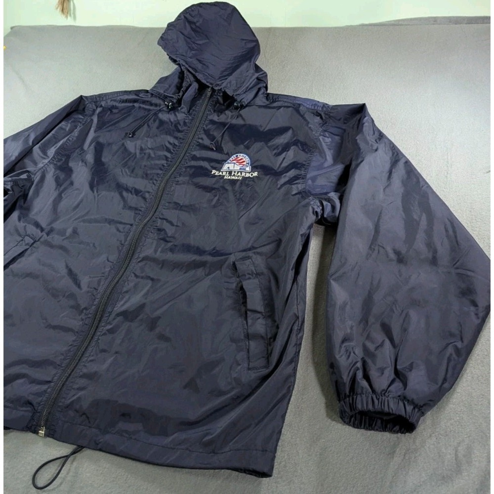 USS Arizona Memorial Jacket Pearl Harbor Hawaii Windbreaker Navy Blue Medium M